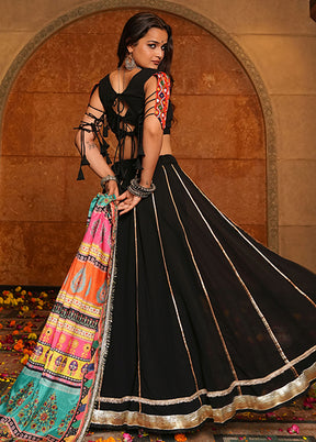Black Georgette Dupatta Lehenga Set