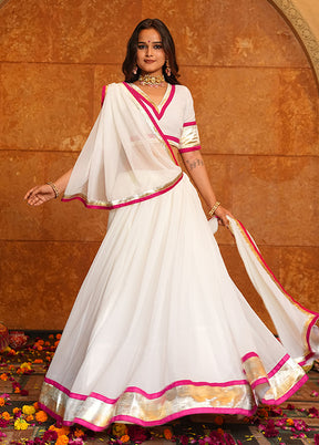 White Georgette Dupatta Lehenga Set