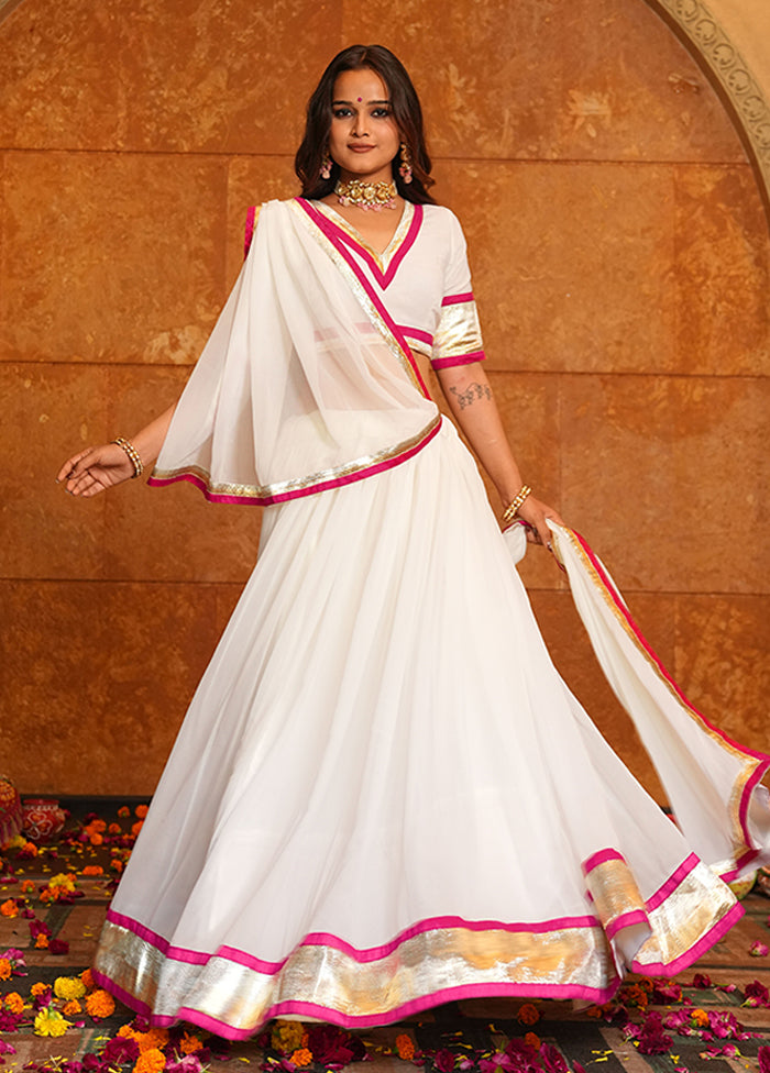 White Georgette Dupatta Lehenga Set