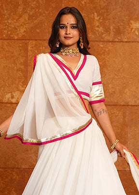 White Georgette Dupatta Lehenga Set