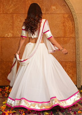 White Georgette Dupatta Lehenga Set