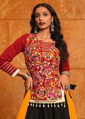 Black Blended Silk Dupatta Lehenga Set