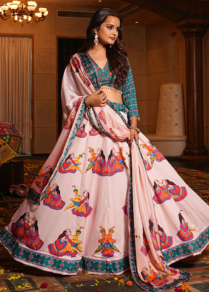 Pink Blended Silk Dupatta Lehenga Set