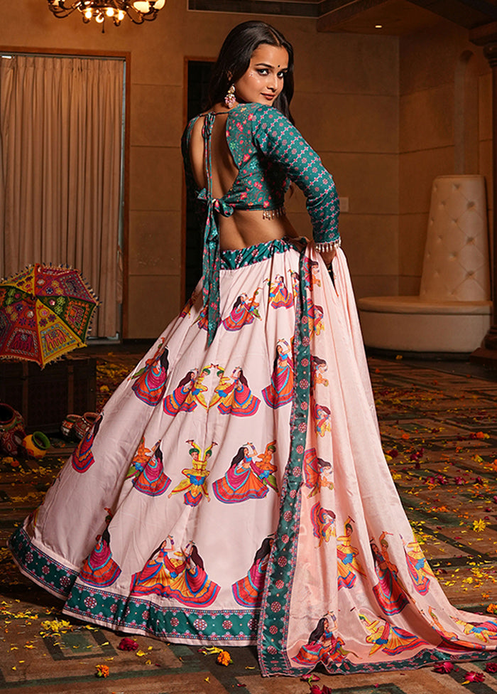 Pink Blended Silk Dupatta Lehenga Set