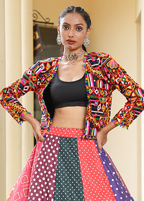 Multicolor Blended Silk Lehenga Set