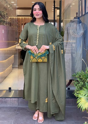 3 Pc Grey Cotton Suit Set