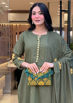 3 Pc Grey Cotton Suit Set