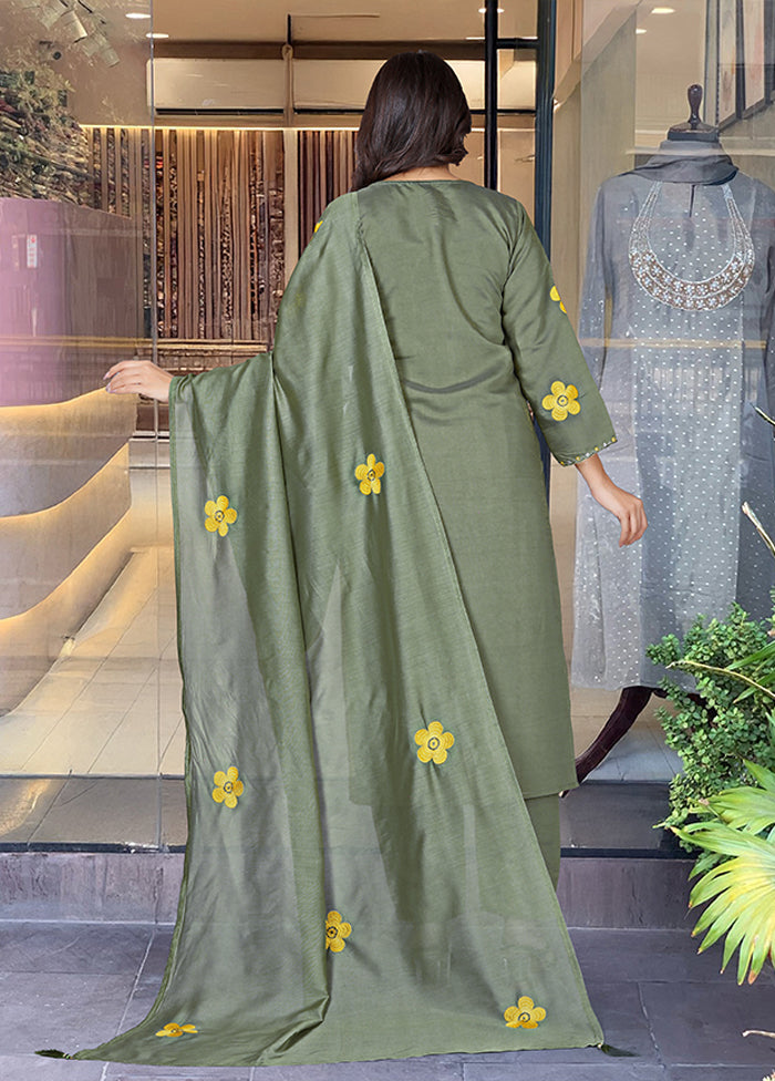 3 Pc Grey Cotton Suit Set