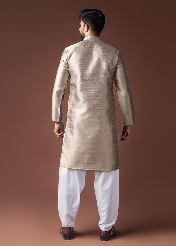 Silver Silk Kurta & Pajama Set