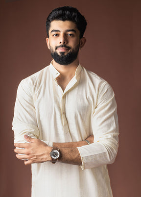 White Silk Kurta & Pajama Set