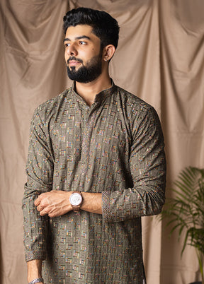 Green Silk Kurta & Pajama Set