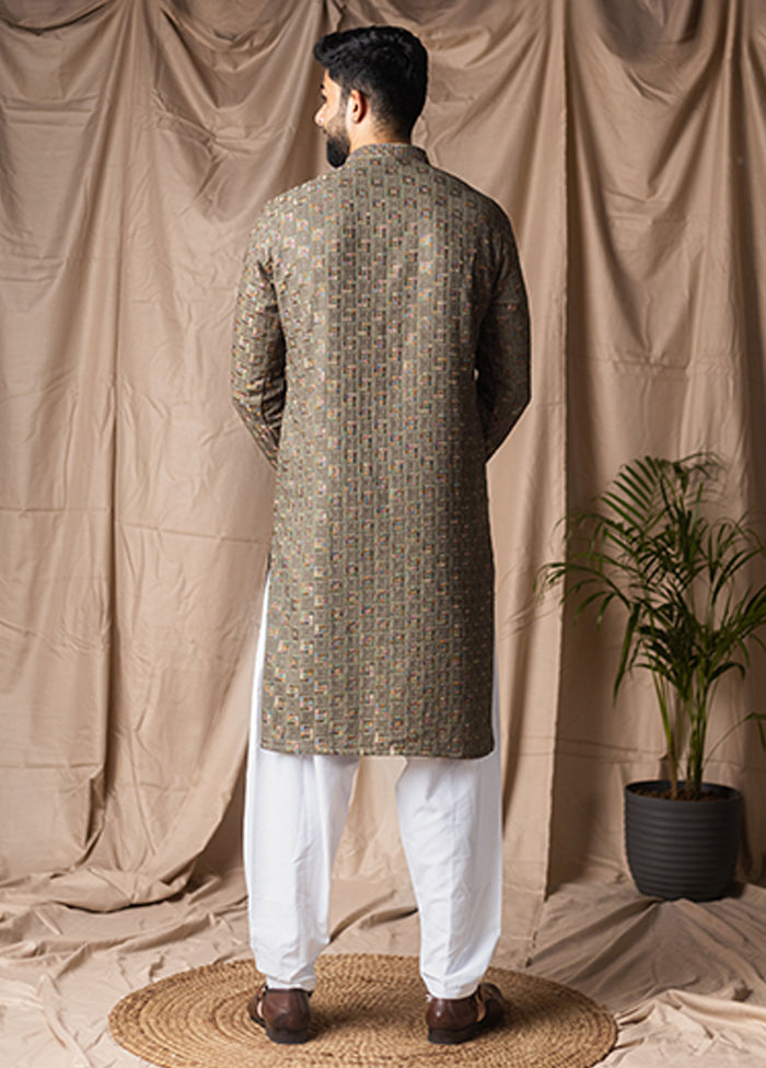 Green Silk Kurta & Pajama Set