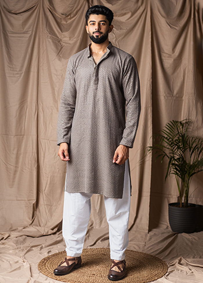 Grey Silk Kurta & Pajama Set