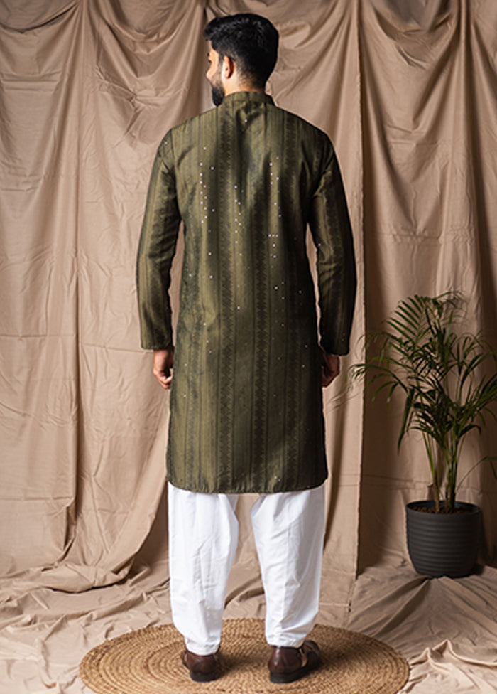 Green Silk Kurta & Pajama Set