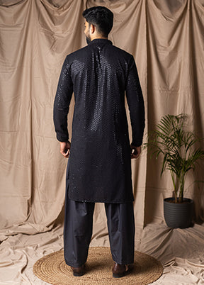 Black Silk Kurta & Pajama Set