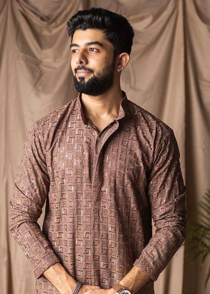Brown Silk Kurta & Pajama Set