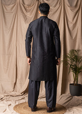 Black Silk Kurta & Pajama Set