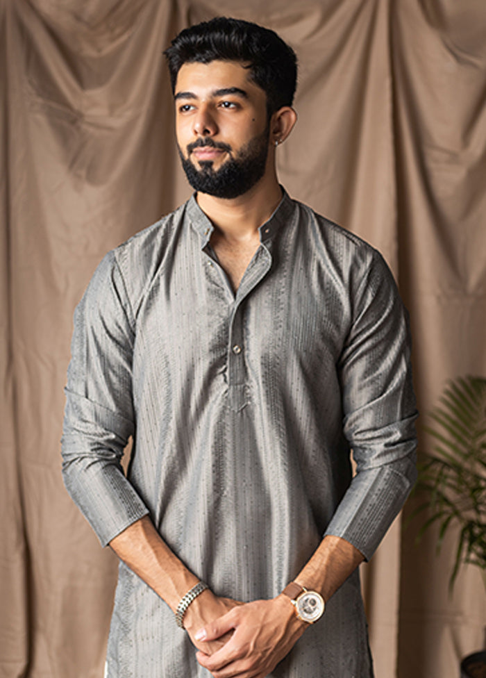 Grey Silk Kurta & Pajama Set