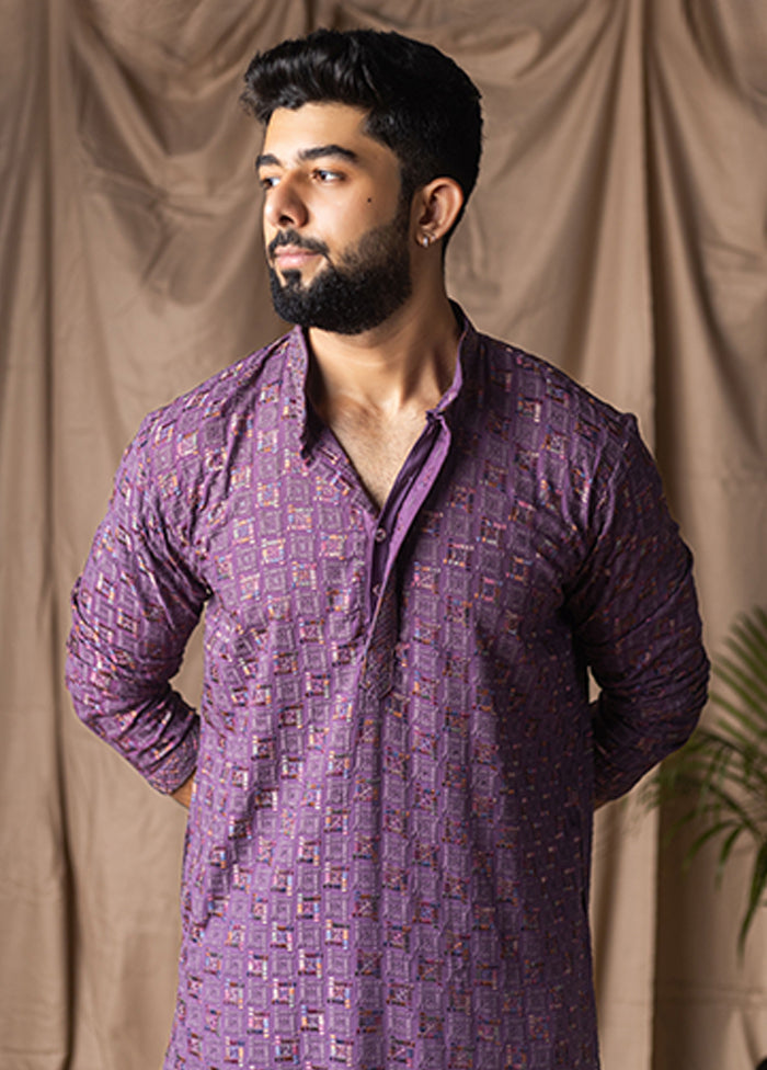 Purple Silk Kurta & Pajama Set