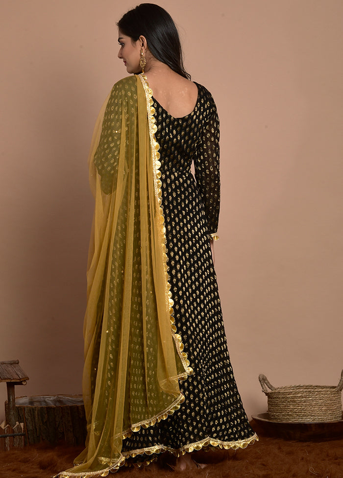 3 Pc Black Georgette Suit Set With Dupatta VDRAN100090840 - Indian Silk House Agencies