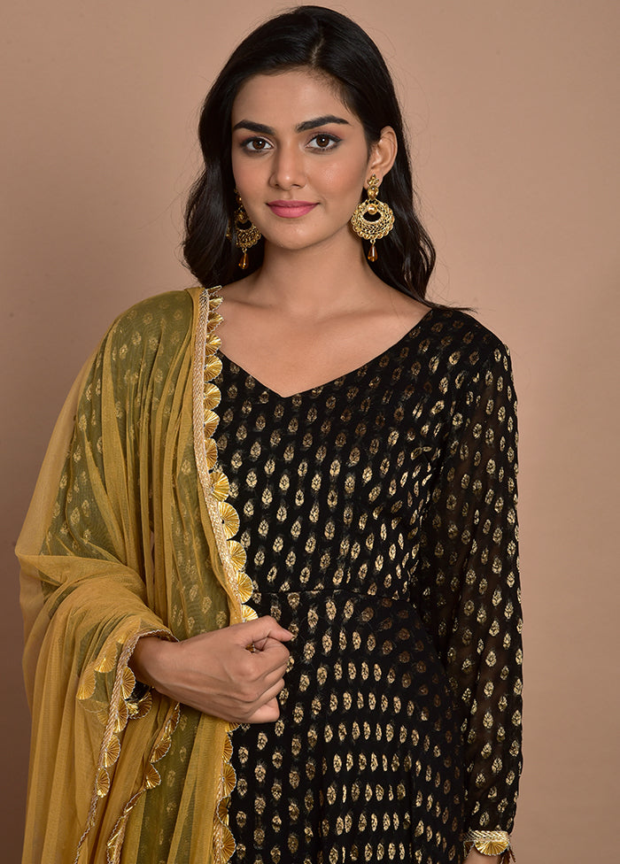 3 Pc Black Georgette Suit Set With Dupatta VDRAN100090840 - Indian Silk House Agencies