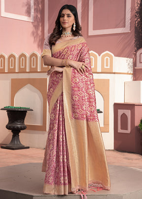 Pink Spun Silk Saree With Blouse Piece