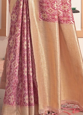 Pink Spun Silk Saree With Blouse Piece