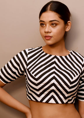 Black Cotton Silk Designer Blouse - Indian Silk House Agencies