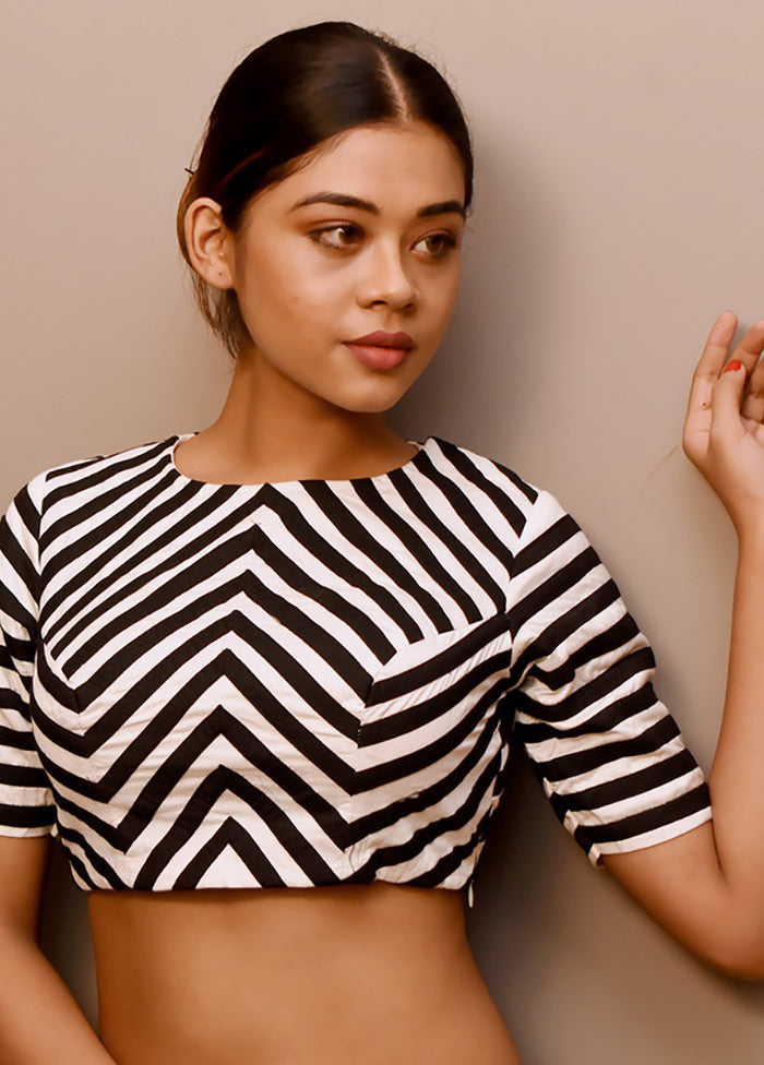 Black Cotton Silk Designer Blouse - Indian Silk House Agencies