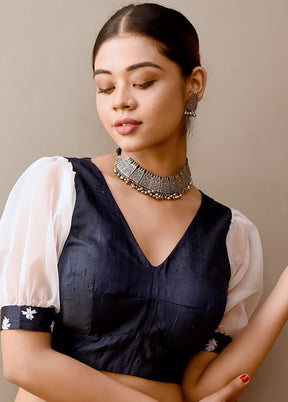 Blue Silk Designer Blouse - Indian Silk House Agencies