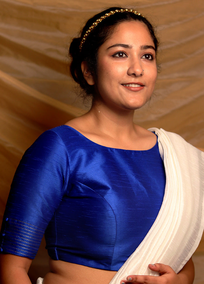 Blue Silk Designer Blouse - Indian Silk House Agencies