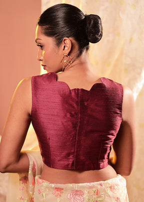 Maroon Boat Neck Designer Blouse