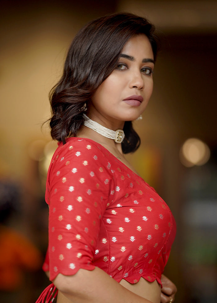 Red Brocade  Designer Blouse - Indian Silk House Agencies