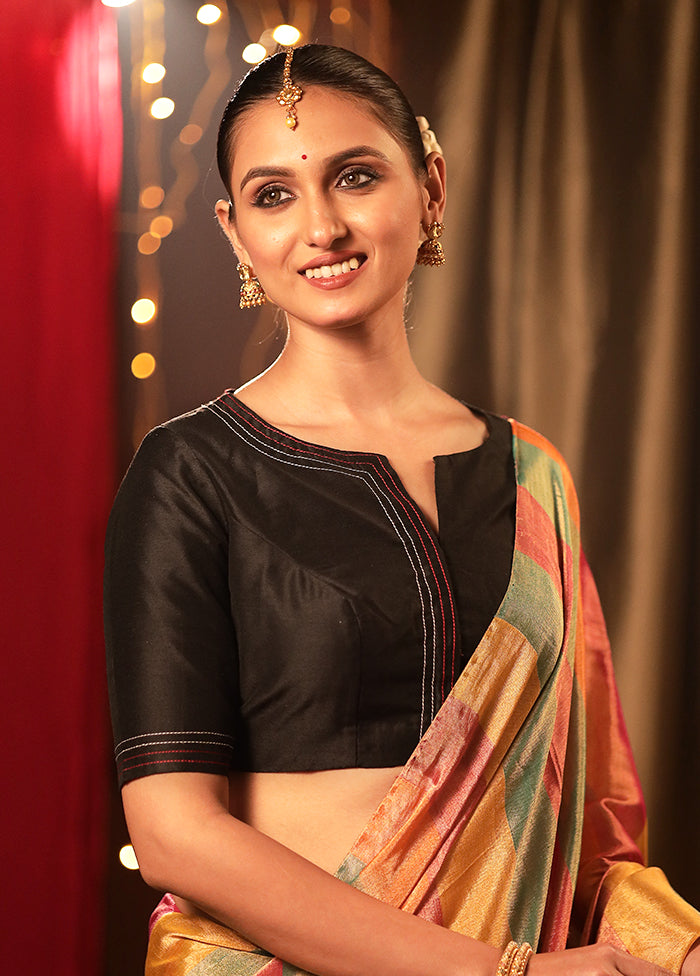 Black Cotton Silk Designer Blouse