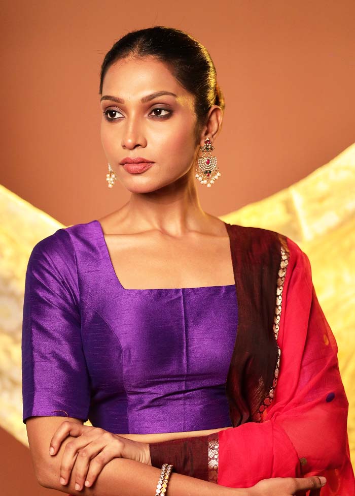 Purple Square Neck Designer Blouse Piece