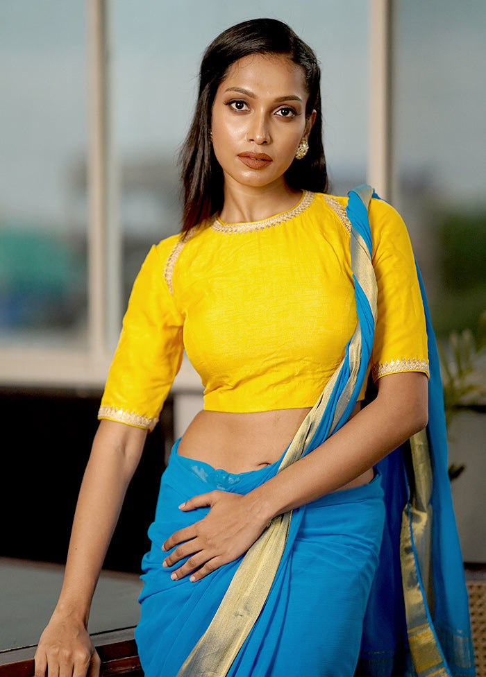 Yellow Dola Silk Designer Blouse