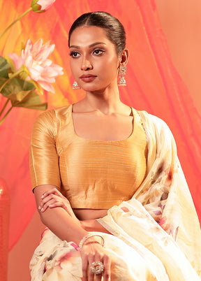 Gold Round Neck Designer Blouse