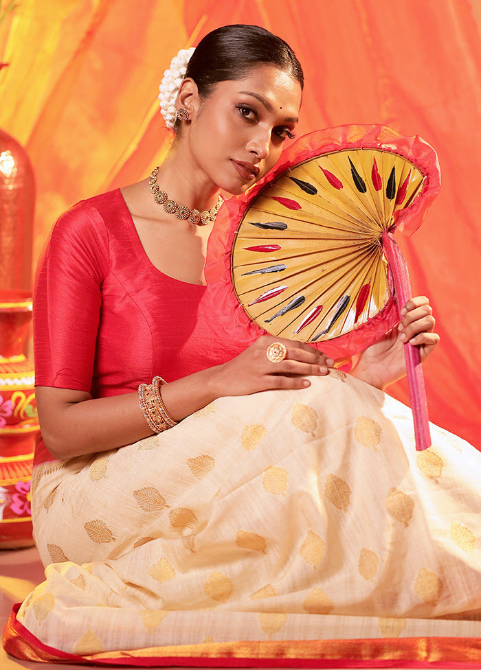 Red Round Neck Designer Blouse