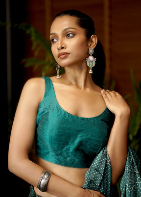 Bottle Green Dupion Silk Designer Blouse