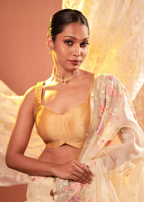 Gold Pentagon Neck Designer Blouse