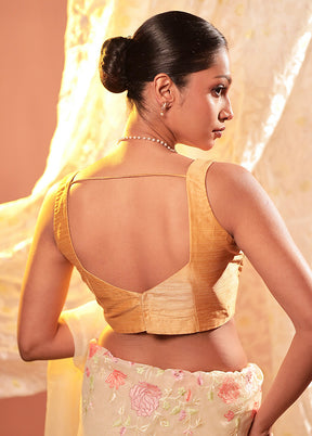 Gold Pentagon Neck Designer Blouse