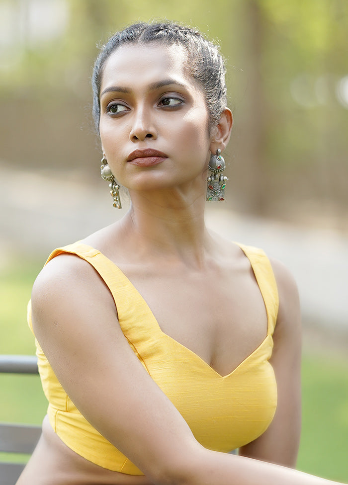 Yellow Dupion Silk Designer Blouse