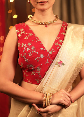 Red Embroidered Designer Blouse