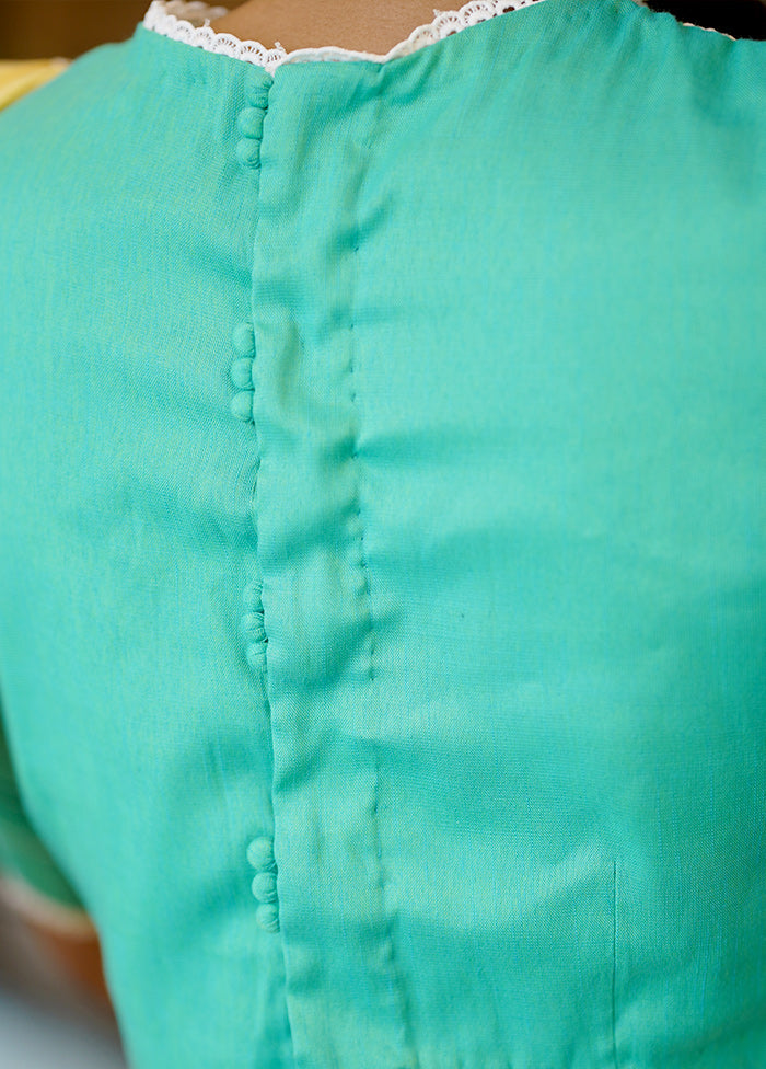 Green Cotton Silk Designer Blouse