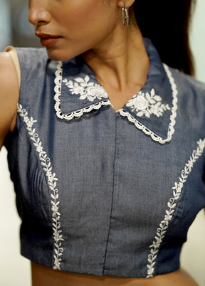 Blue Denim Designer Blouse