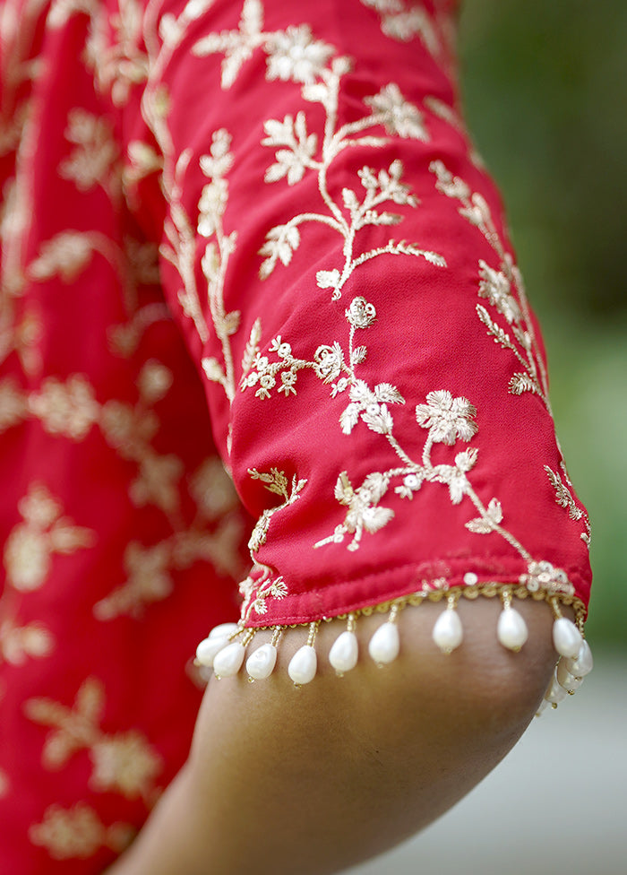 Red Embroidered Designer Blouse