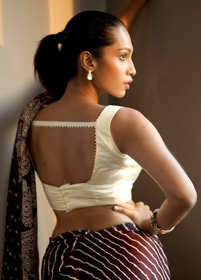 Cream Satin Designer Blouse