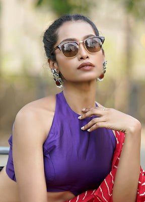 Purple Blended Silk Designer Blouse