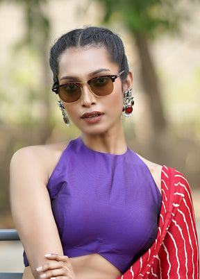 Purple Blended Silk Designer Blouse
