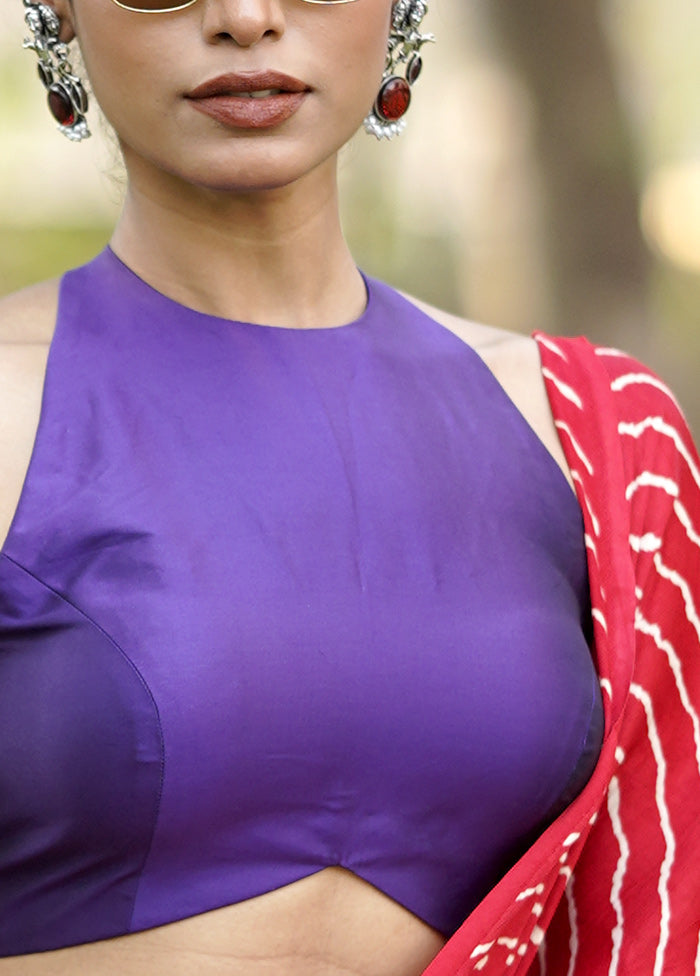 Purple Blended Silk Designer Blouse